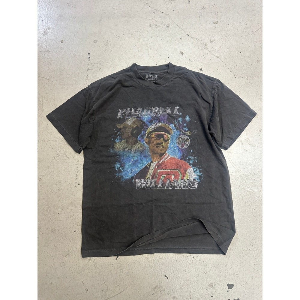 Street Market Supply Pharrell Williams Graphic T-Shirt Mens Medium Washed Black